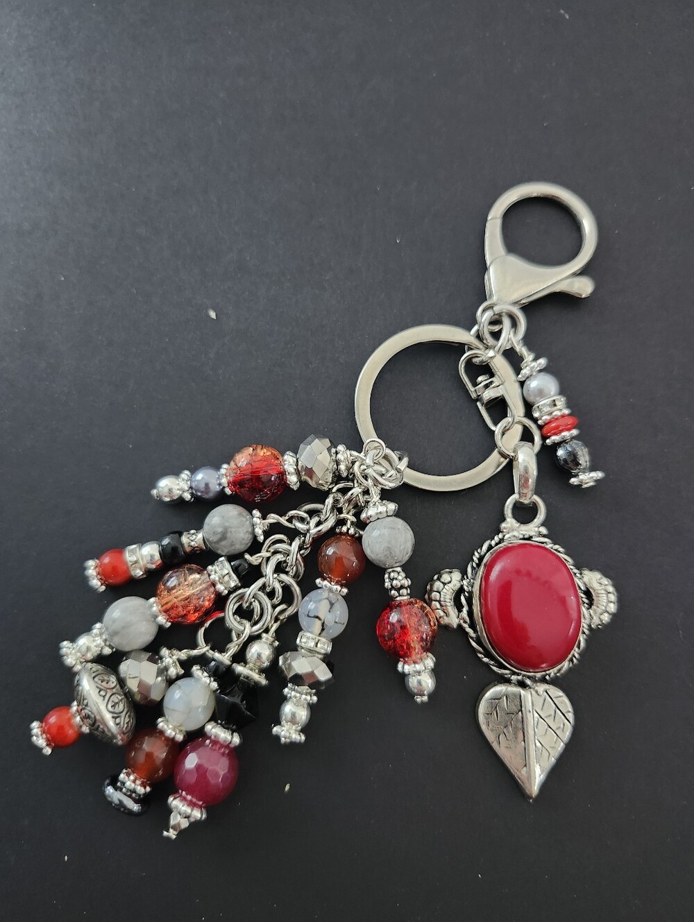 20.  Southwest Red Purse Charm or Keychain Carnelian Picasso Jasper Handcrafted